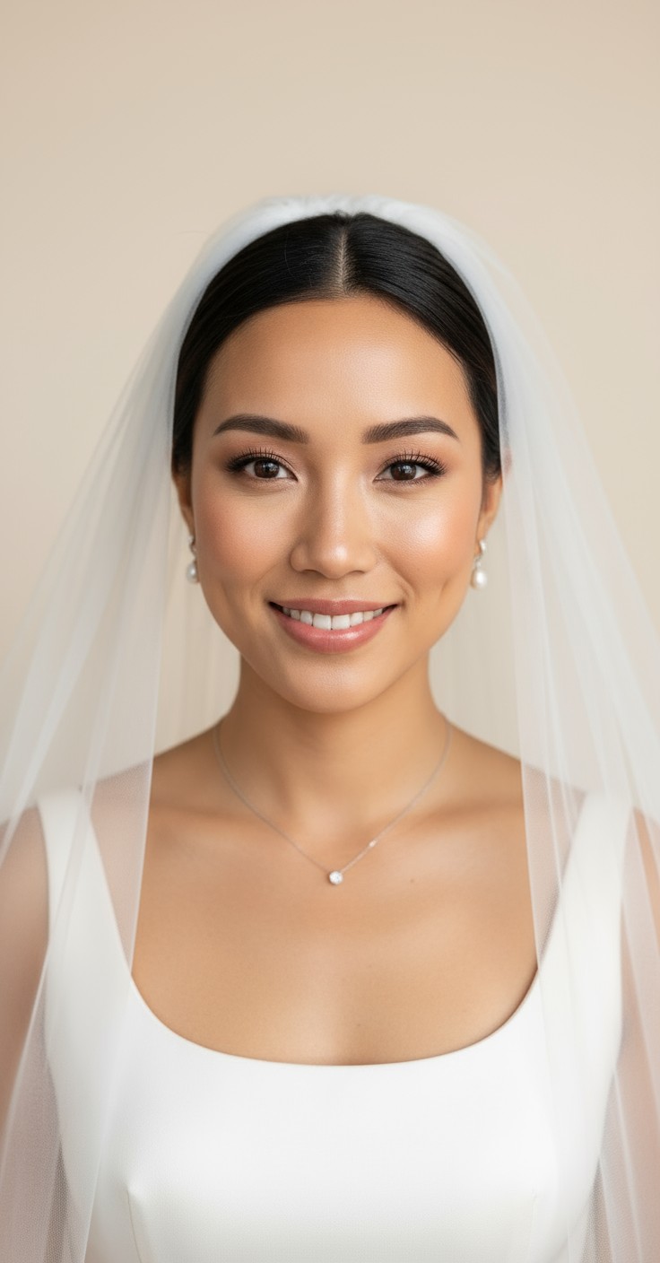 After Low Bun With Veil